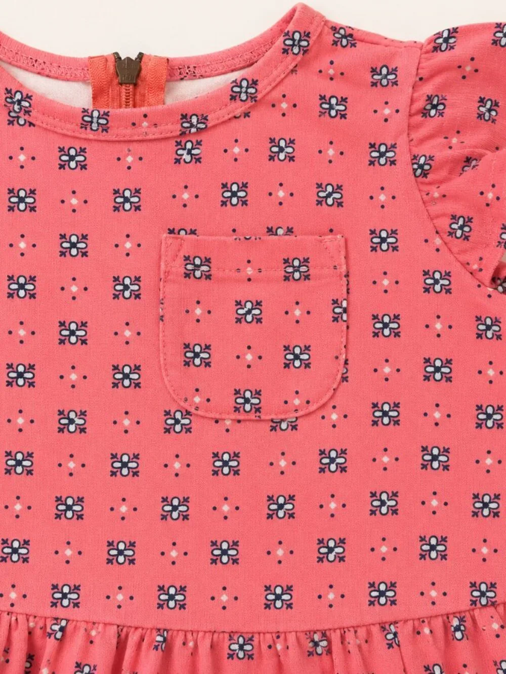 Carter's Girls Size 5 Coral Floral Flutter Sleeve Pocket Dress